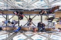 Tower Bridge on the River Thames.Glass floor, ceiling mirror, tourists, London, United Kingdom