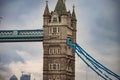 The tower bridge on river thames in london and its one end Royalty Free Stock Photo