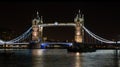 Tower Bridge on River Thames London UK at night Royalty Free Stock Photo