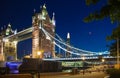 Tower bridge on the river Thames in night lights, London Royalty Free Stock Photo