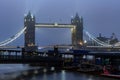 Tower Bridge and the river Thames panoramic view. London at night Royalty Free Stock Photo