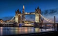 Tower Bridge, The Shard and London Skyline at dusk Royalty Free Stock Photo
