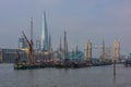 Tower Bridge and The Shard in London Royalty Free Stock Photo