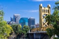 The Tower Bridge and the skyscrapers, Sacramento Royalty Free Stock Photo