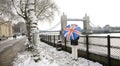 Tower Bridge on a snowy day Royalty Free Stock Photo