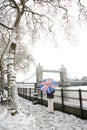 Tower Bridge on a snowy day Royalty Free Stock Photo