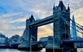 The Tower Bridge, spanning the Thames, London, at sunset Royalty Free Stock Photo