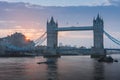 Tower Bridge in the sunrise time, London, England Royalty Free Stock Photo