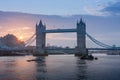 Tower Bridge in the sunrise time, London, England Royalty Free Stock Photo