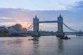 Tower Bridge in the sunrise time, London, England Royalty Free Stock Photo