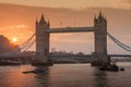 Tower Bridge in the sunrise time, London, England Royalty Free Stock Photo