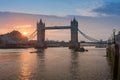 Tower Bridge in the sunrise time, London, England Royalty Free Stock Photo