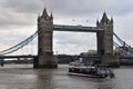 Tower Bridge and touristic boat in London