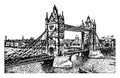 Tower Bridge, vintage illustration