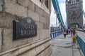 Tower Bridge walkway, ironwork and plaque