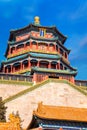 Tower of Buddhist Incense Foxiangge at The Summer Palace in Beijing, China Royalty Free Stock Photo