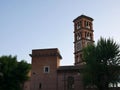 Tower of a building in the Coppede district located in Rome, Italy Royalty Free Stock Photo