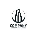 Luxury and beautiful tower building logo