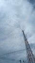 Tower cabeling with cloud sky view Royalty Free Stock Photo