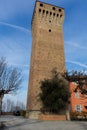 A tower of the Castle of Santa Vittoria d`Alba, Piedmont - Italy Royalty Free Stock Photo