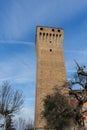 A tower of the Castle of Santa Vittoria d`Alba, Piedmont - Italy Royalty Free Stock Photo