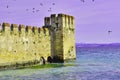 tower of the castle of sirmione on lake garda Royalty Free Stock Photo