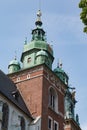 Tower of the cathedral inside Wawel royal castle, Krakow, Poland Royalty Free Stock Photo