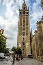 The tower of the cathedral of St Mary in Seville, Spain which was converted from a mosque minaret