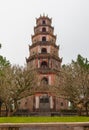 Vietnam, Hue. Tower of Celestial Lady at Thien Mu Pagoda.