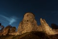 The tower of Cesis Castle in Latvia against the backdrop of the starry sky at night Royalty Free Stock Photo