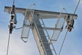 Tower chairlift  agains blue sky on winter Royalty Free Stock Photo