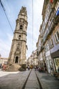 Tower of Church of Clerics and colorful architecture of Porto, Portugal