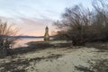 Tower church dams river Ebro Cantabria Spain Royalty Free Stock Photo