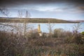 Tower church dams river Ebro Cantabria Spain Royalty Free Stock Photo