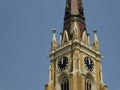 Tower of church dedicated to the feast of the Holy Name of Mary, Novi Sad, Serbia Royalty Free Stock Photo