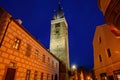 Tower of the Church of the Holy Spirit in Telc, Czech Republic Royalty Free Stock Photo