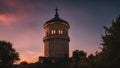 tower of the church of the holy spirit a tower at sunset Royalty Free Stock Photo