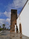 The tower of the church of la Oliva on Fuerteventura Royalty Free Stock Photo