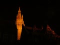 Church of Our Lady, Bruges, at night Royalty Free Stock Photo