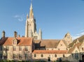 Tower of the church of Our Lady in the historical centre town of Bruges, Belgium Royalty Free Stock Photo