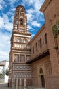 Tower of the church of Santa MarÃÂ­a de Utebo, Mudejar style, in Zaragoza, Poble Espanyol, Spanish Village in Barcelona, Catalonia Royalty Free Stock Photo