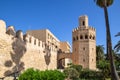 Tower and city defensive walls that surround the old city (medina), Monastir, Tunisia Royalty Free Stock Photo