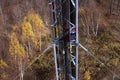 Tower climber inside the guyed tower