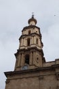 Tower with clock on Cathedral in Leon, Guanajuato. Vertical View