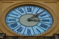 Tower clock detail view with Roman numerals on the dials