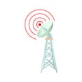 Tower with communication dish icon, cartoon style Royalty Free Stock Photo