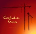 Tower construction cranes Hand drawn vector on white Royalty Free Stock Photo