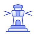A tower containing a beacon light to warn or guide ships at sea, well designed icon of lighthouse