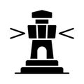A tower containing a beacon light to warn or guide ships at sea, well designed icon of lighthouse Royalty Free Stock Photo
