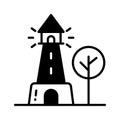 A tower containing a beacon light to warn or guide ships at sea, well designed icon of lighthouse Royalty Free Stock Photo